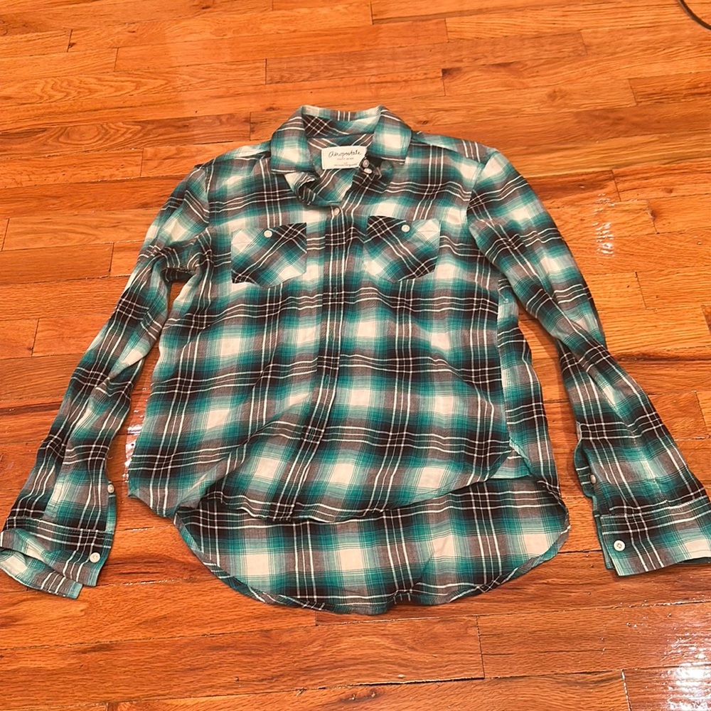 Aeropostale Flannel - Blue White Black Patterned